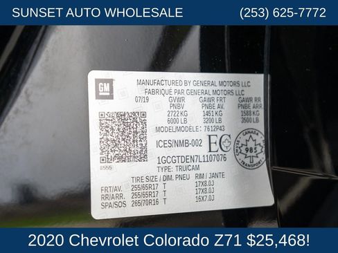 Used 2020 Chevrolet Colorado Z71 AWD/4WD image 46