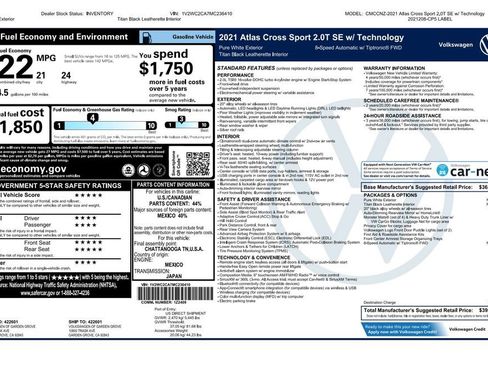Used 2021 Volkswagen Atlas Cross Sport SE w/ 20" Black Wheels Package image 4