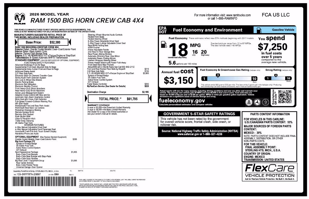New 2026 RAM 1500 Big Horn AWD/4WD image 2