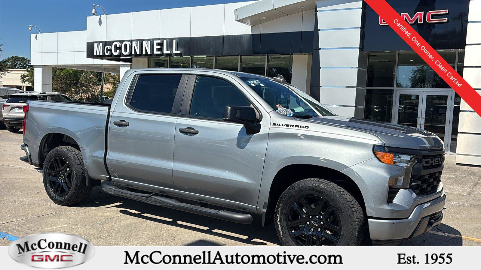 Certified 2024 Chevrolet Silverado 1500 Custom w/ Turbomax Blackout Package RWD image 1