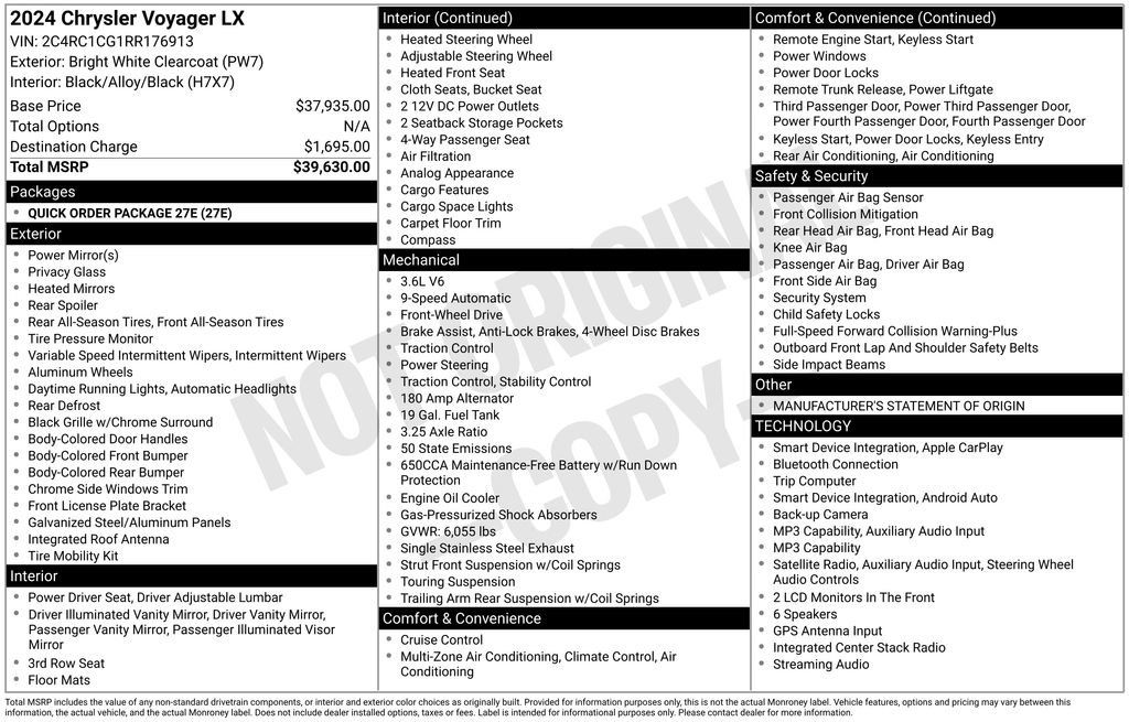 Used 2024 Chrysler Voyager LX FWD image 8