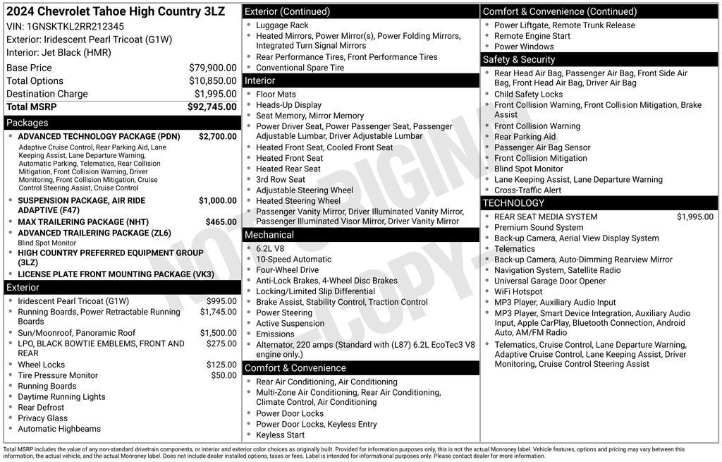 Used 2024 Chevrolet Tahoe High Country w/ Advanced Technology Package AWD/4WD image 36