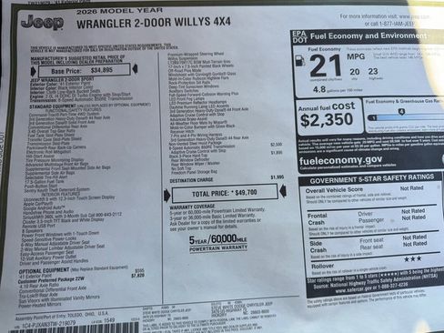 New 2026 Jeep Wrangler Sport AWD/4WD image 26