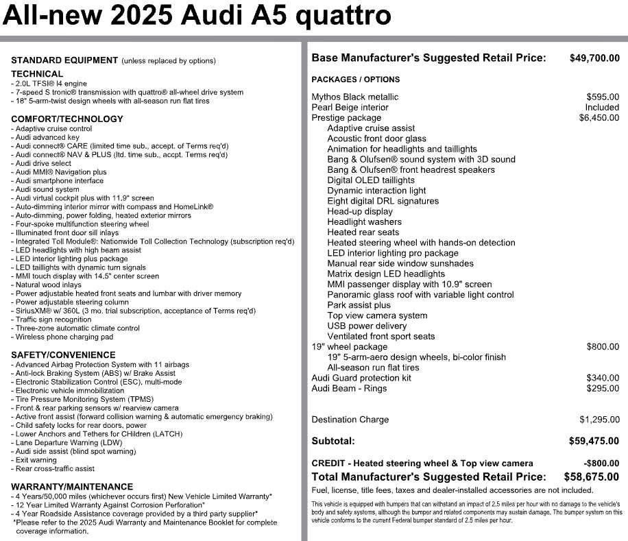 Used 2025 Audi A5 Prestige AWD/4WD image 3