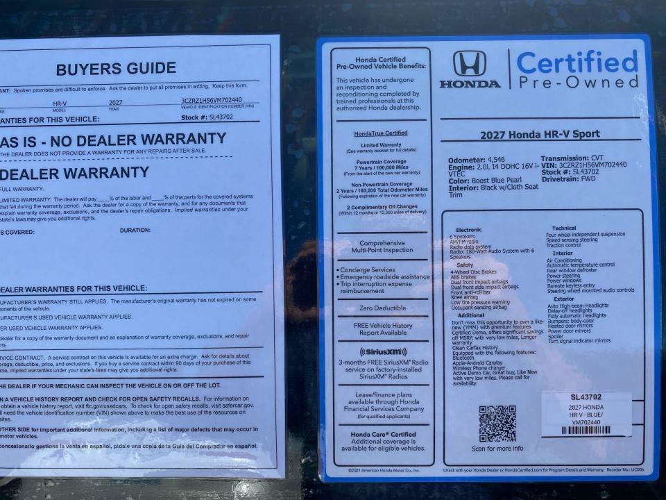 Certified 2027 Honda HR-V Sport image 33