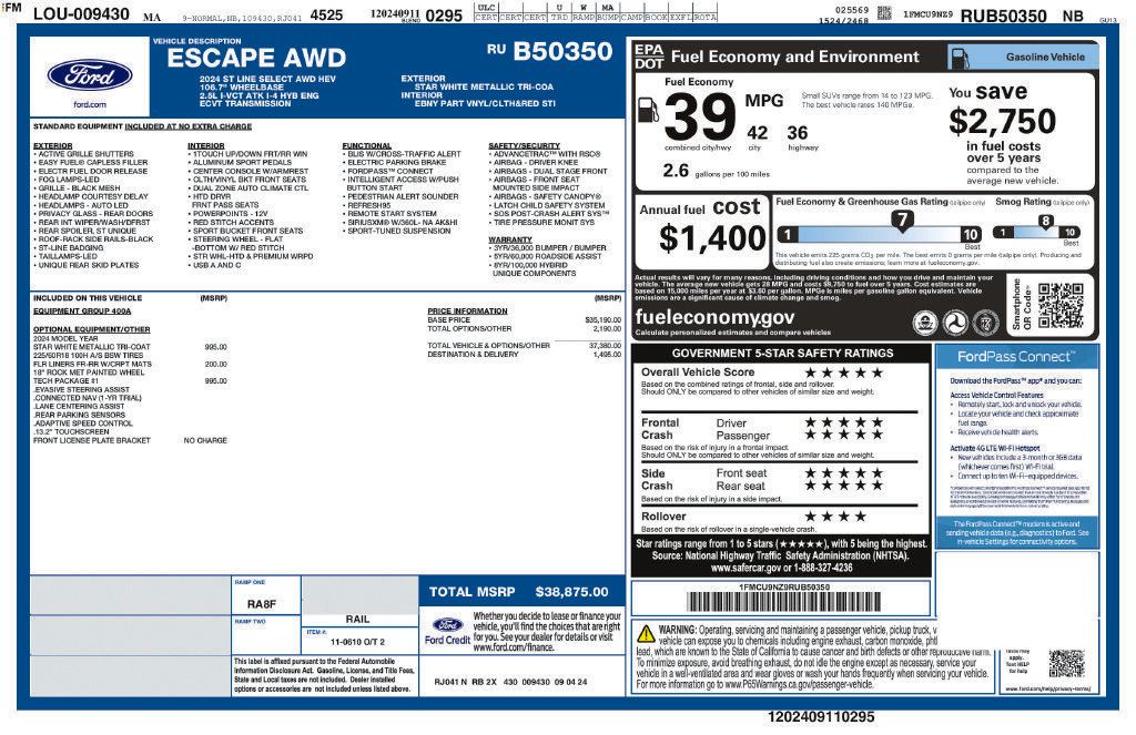Used 2024 Ford Escape ST-Line Select w/ Tech Pack #1 AWD/4WD image 19