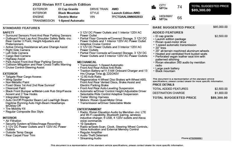 Used 2022 Rivian R1T Launch Edition AWD/4WD image 3