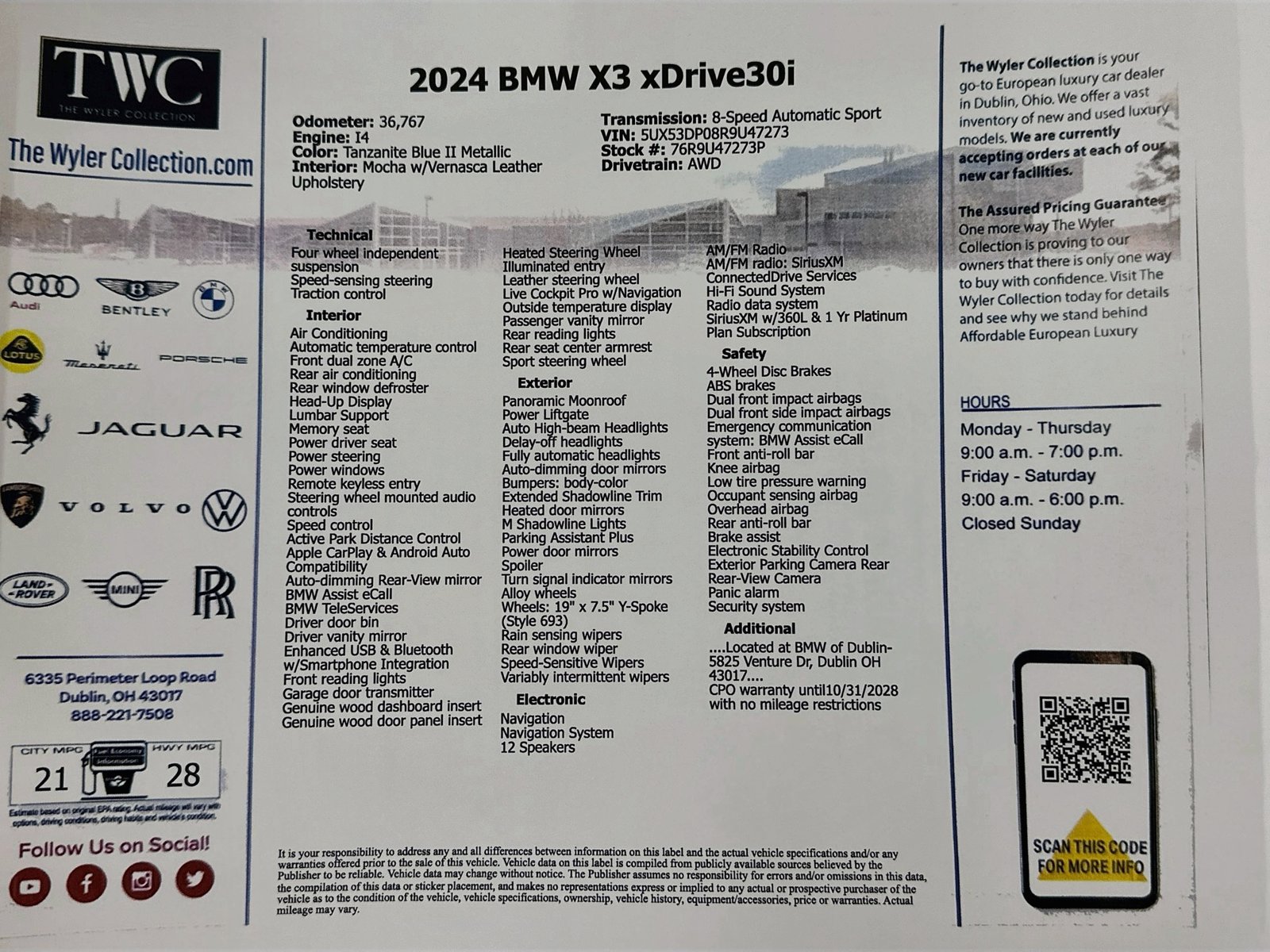 Used 2024 BMW X3 xDrive30i w/ Premium Package AWD/4WD image 49