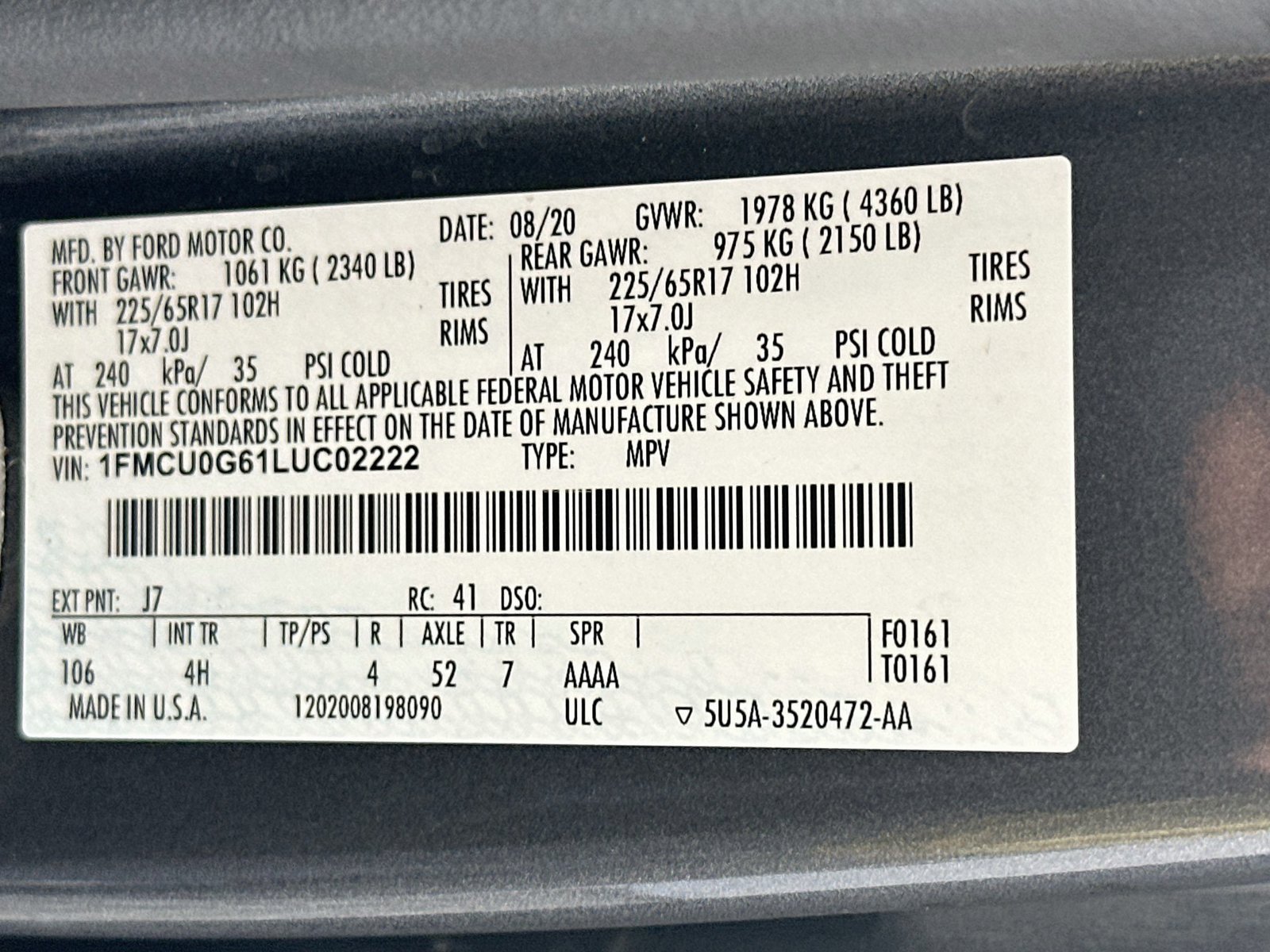 Used 2020 Ford Escape SE FWD image 30