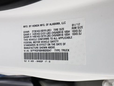 Used 2017 Honda Ridgeline RTL-T image 62