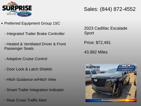 Used 2023 Cadillac Escalade Sport w/ LPO, ONYX Package AWD/4WD image 12