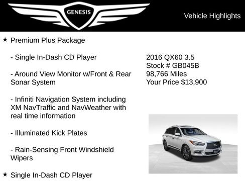 Used 2016 INFINITI QX60 Luxe w/ Deluxe Technology Package AWD/4WD image 31