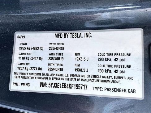 Used 2019 Tesla Model 3 Long Range AWD/4WD image 8