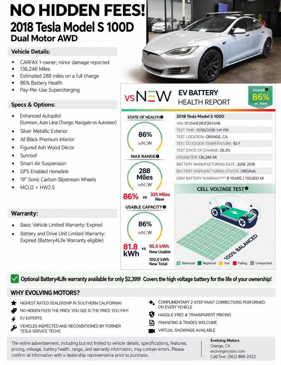 Used 2018 Tesla Model S 100D AWD/4WD image 2