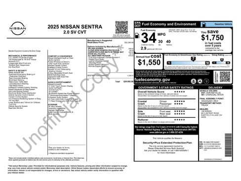Certified 2025 Nissan Sentra SV w/ All-Weather Package FWD image 2