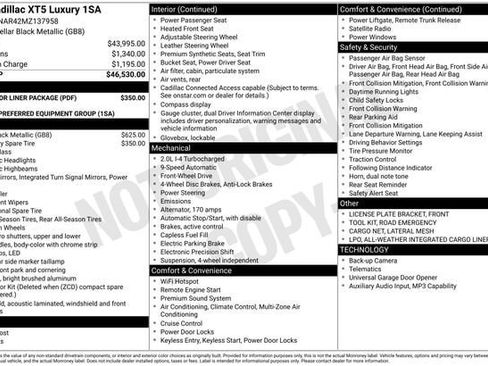 Used 2021 Cadillac XT5 Luxury w/ LPO, Floor Liner Package FWD image 32