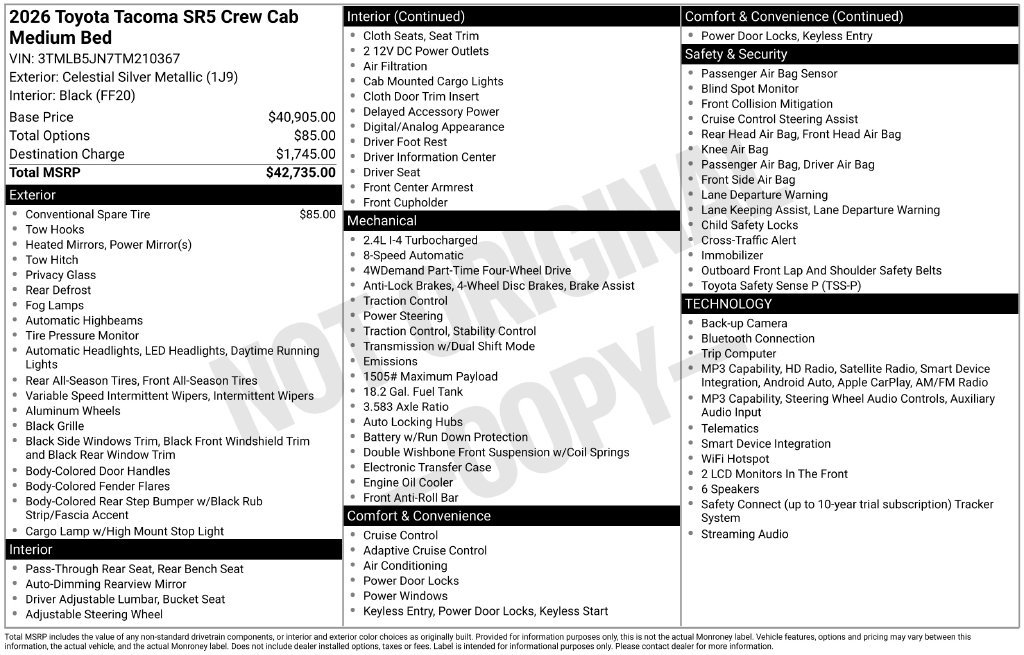 Used 2026 Toyota Tacoma SR5 AWD/4WD image 6