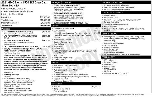 Used 2021 GMC Sierra 1500 SLT w/ SLT Premium Plus Package AWD/4WD image 9