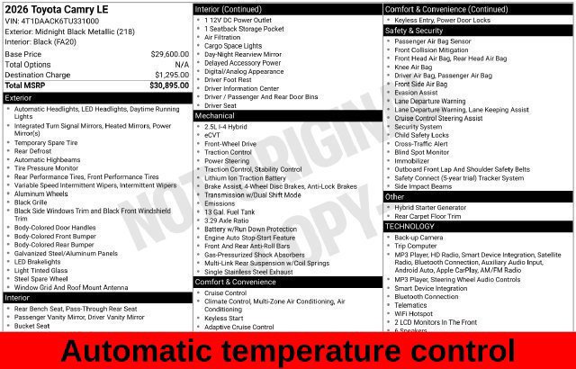Used 2026 Toyota Camry LE FWD image 17