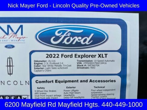Used 2022 Ford Explorer XLT w/ Equipment Group 202A image 34
