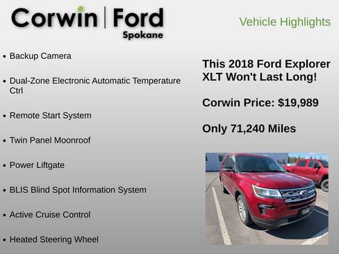 Used 2018 Ford Explorer XLT w/ Equipment Group 202A AWD/4WD image 6