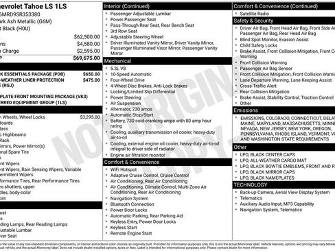 New 2025 Chevrolet Tahoe LS w/ LPO, Dark Essentials Package image 8