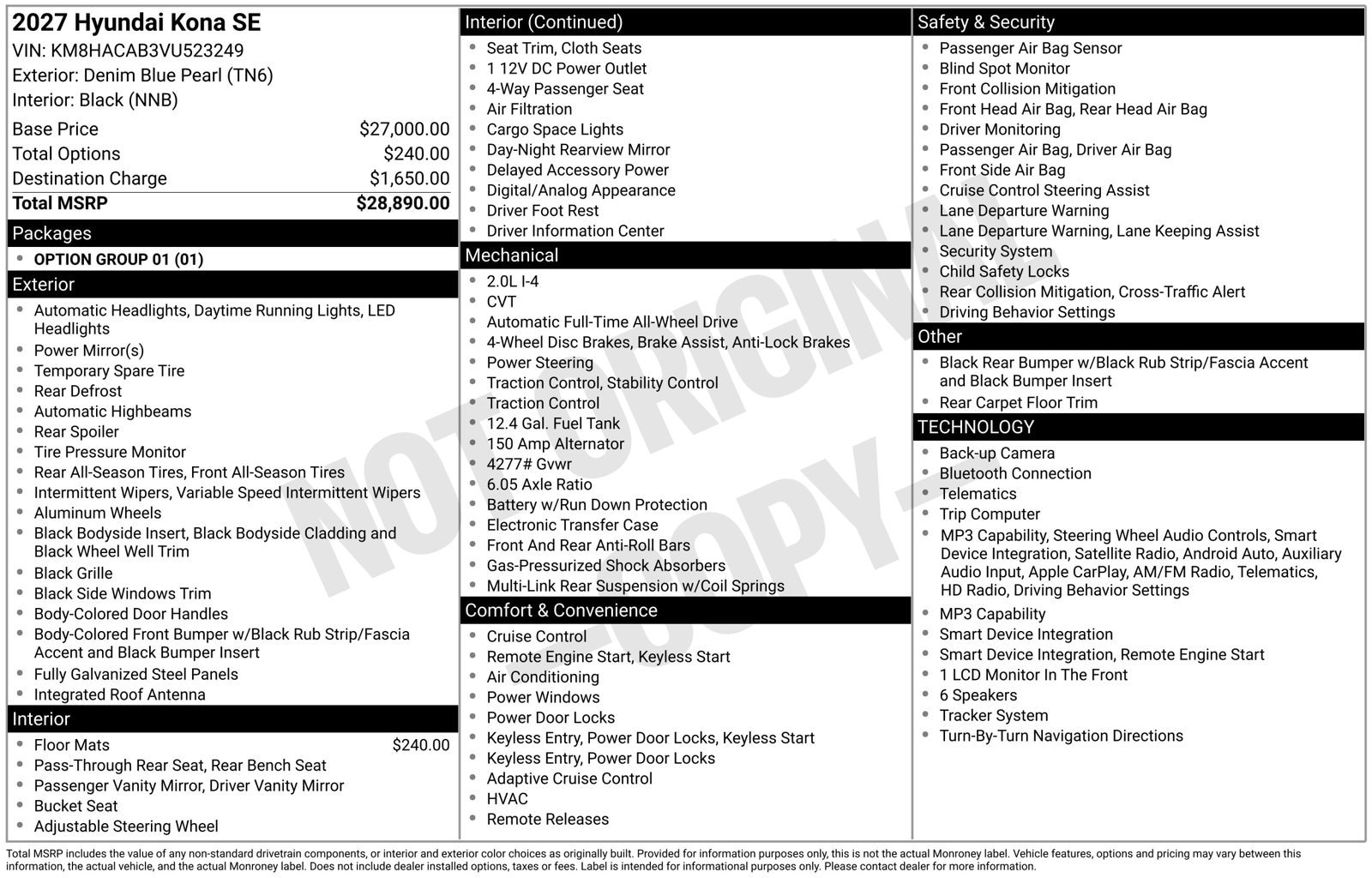 New 2027 Hyundai Kona SE AWD/4WD image 25
