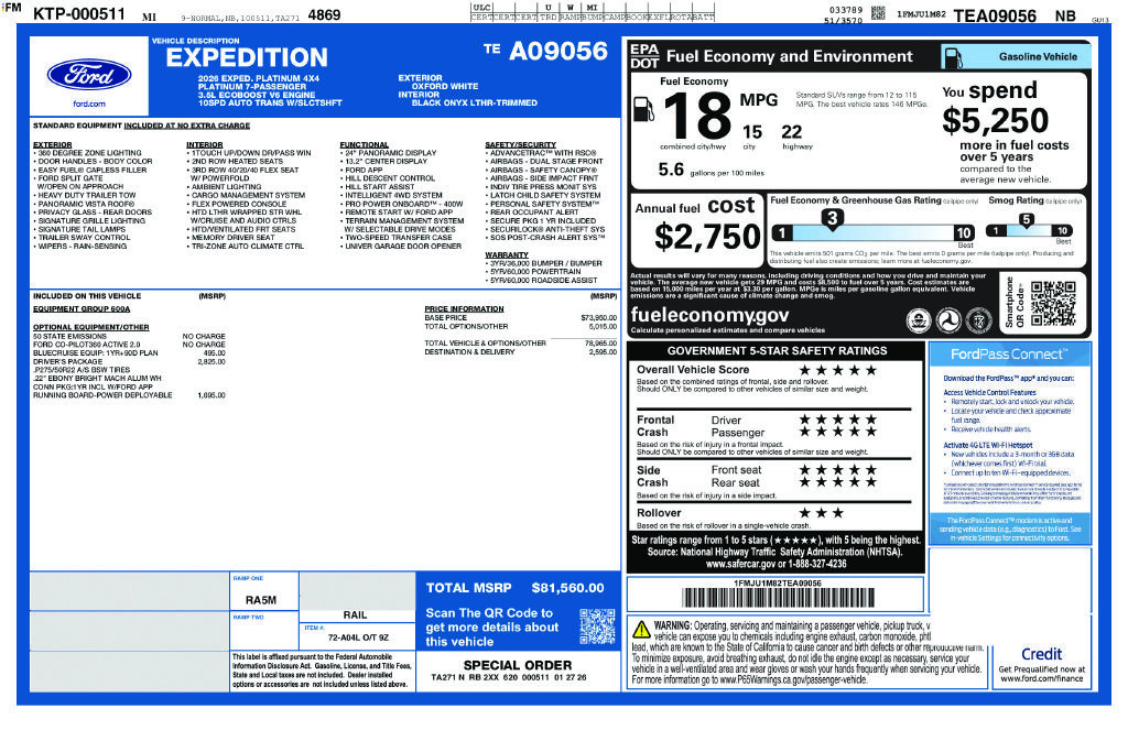 Used 2026 Ford Expedition Platinum w/ Driver's Package AWD/4WD image 2