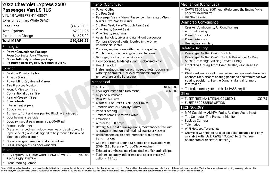 Used 2022 Chevrolet Express 2500 LS RWD image 27