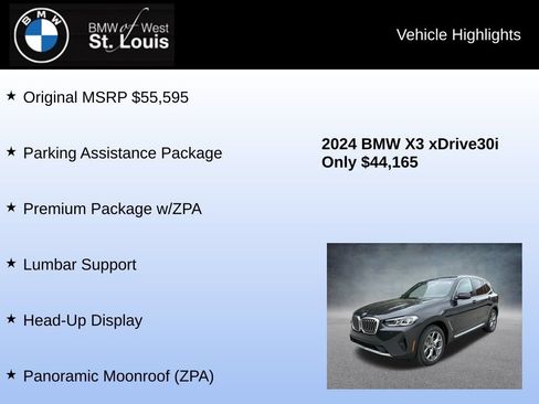 Used 2024 BMW X3 xDrive30i w/ Premium Package w/ZPA AWD/4WD image 8