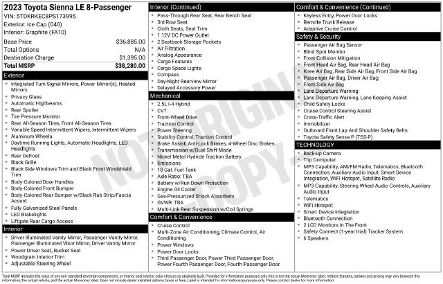 Used 2023 Toyota Sienna LE FWD image 8