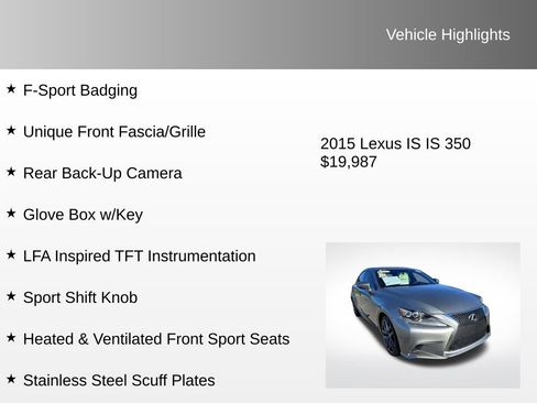 Used 2015 Lexus IS 350 w/ F-Sport Package image 20