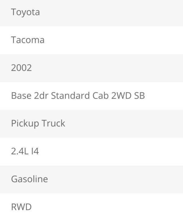 Used 2002 Toyota Tacoma 2WD Regular Cab w/ Enhancement Pkg image 13