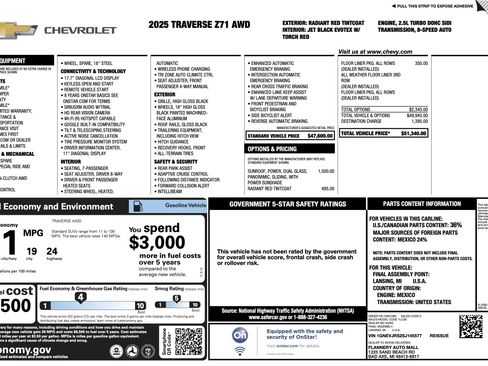 Used 2025 Chevrolet Traverse Z71 w/ LPO, Floor Liner Package image 4