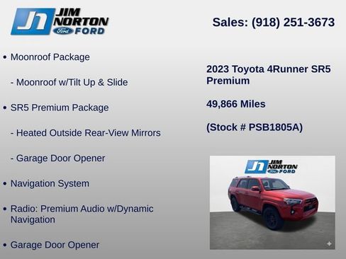 Used 2023 Toyota 4Runner SR5 Premium w/ Moonroof Package AWD/4WD image 8