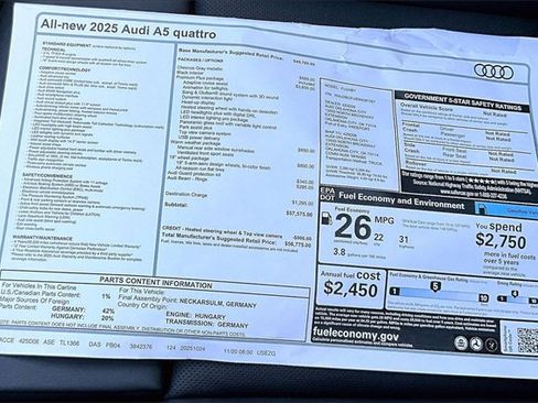 New 2025 Audi A5 2.0T Premium Plus image 14