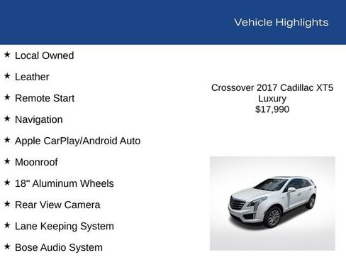 Used 2017 Cadillac XT5 Luxury w/ Driver Awareness Package FWD image 2