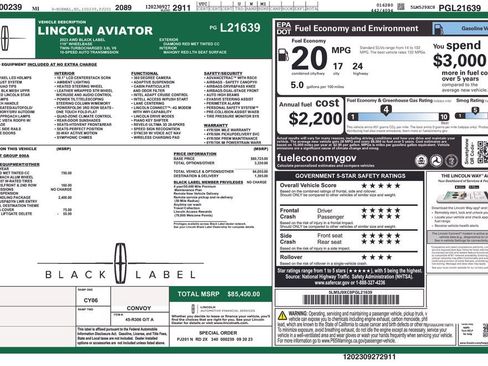 Certified 2023 Lincoln Aviator Black Label w/ Dynamic Handling Package AWD/4WD image 3