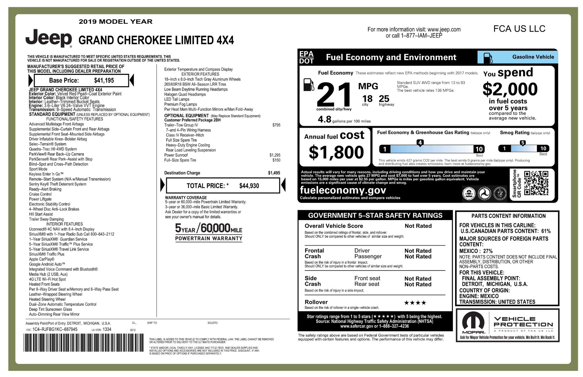 Used 2019 Jeep Grand Cherokee Limited w/ Trailer Tow Group IV AWD/4WD image 11