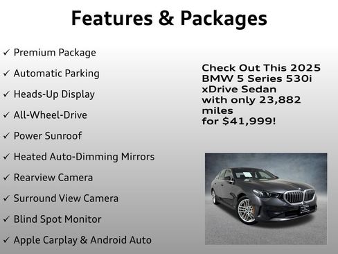 Used 2025 BMW 530i xDrive w/ Premium Package AWD/4WD image 4