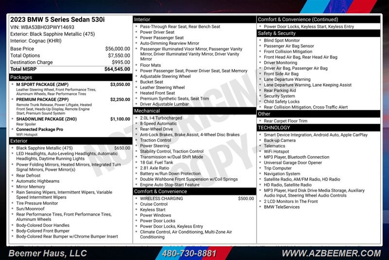 Used 2023 BMW 530i w/ M Sport Package RWD image 3