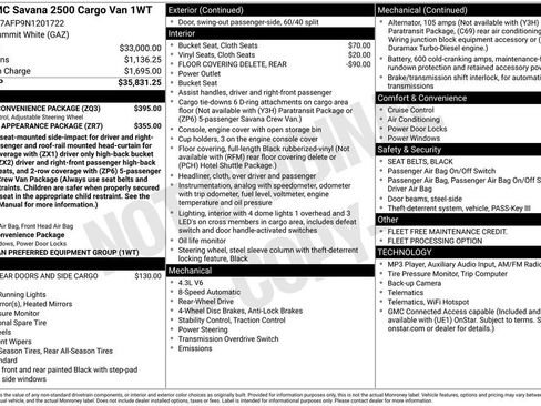 Used 2022 GMC Savana 2500 w/ Driver Convenience Package RWD image 2