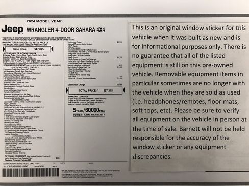 Certified 2024 Jeep Wrangler Sahara w/ Technology Group image 2