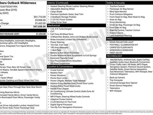 Certified 2025 Subaru Outback Wilderness w/ Wilderness Package image 47