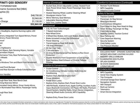 Used 2024 INFINITI Q50 Sensory image 40