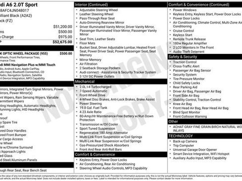 Used 2018 Audi A6 2.0T Premium w/ 20" Black Optic Wheel Package image 34