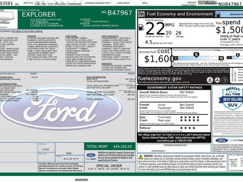 Used 2022 Ford Explorer Limited w/ Equipment Group 301A image 48