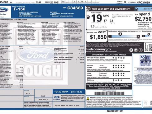 Certified 2022 Ford F150 Platinum w/ Equipment Group 701A High AWD/4WD image 4