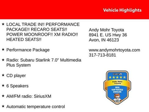 Used 2018 Subaru WRX Premium w/ Performance Package AWD/4WD image 2