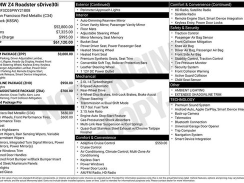 Used 2023 BMW Z4 sDrive30i w/ Premium Package RWD image 1